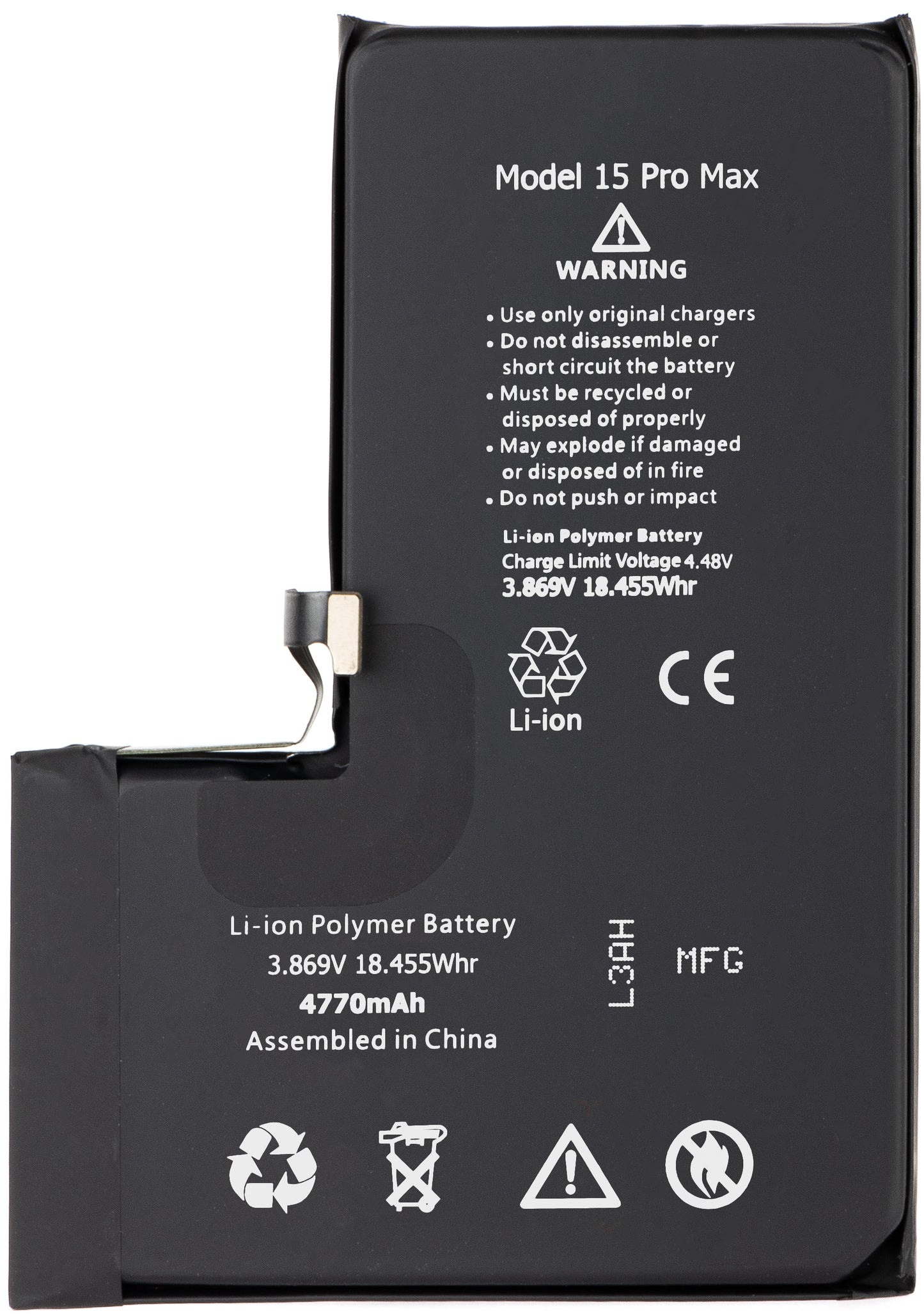 Batteri Apple iPhone 15 Pro Max, høj kapacitet