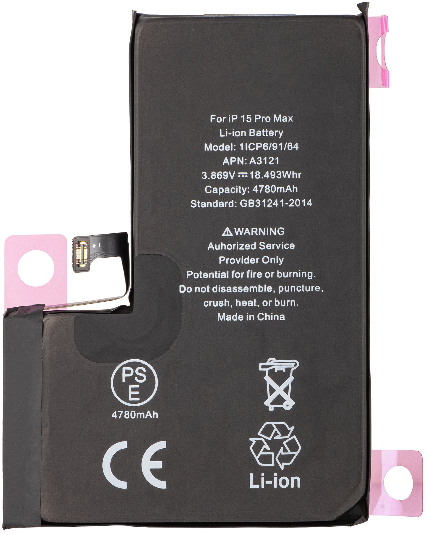 Apple iPhone 15 Pro Max batteri, Diagnostic High Capacity