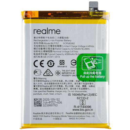 Batteri Realme 6 / 6S / 6 Pro, BLP757, Service Pack 4903663