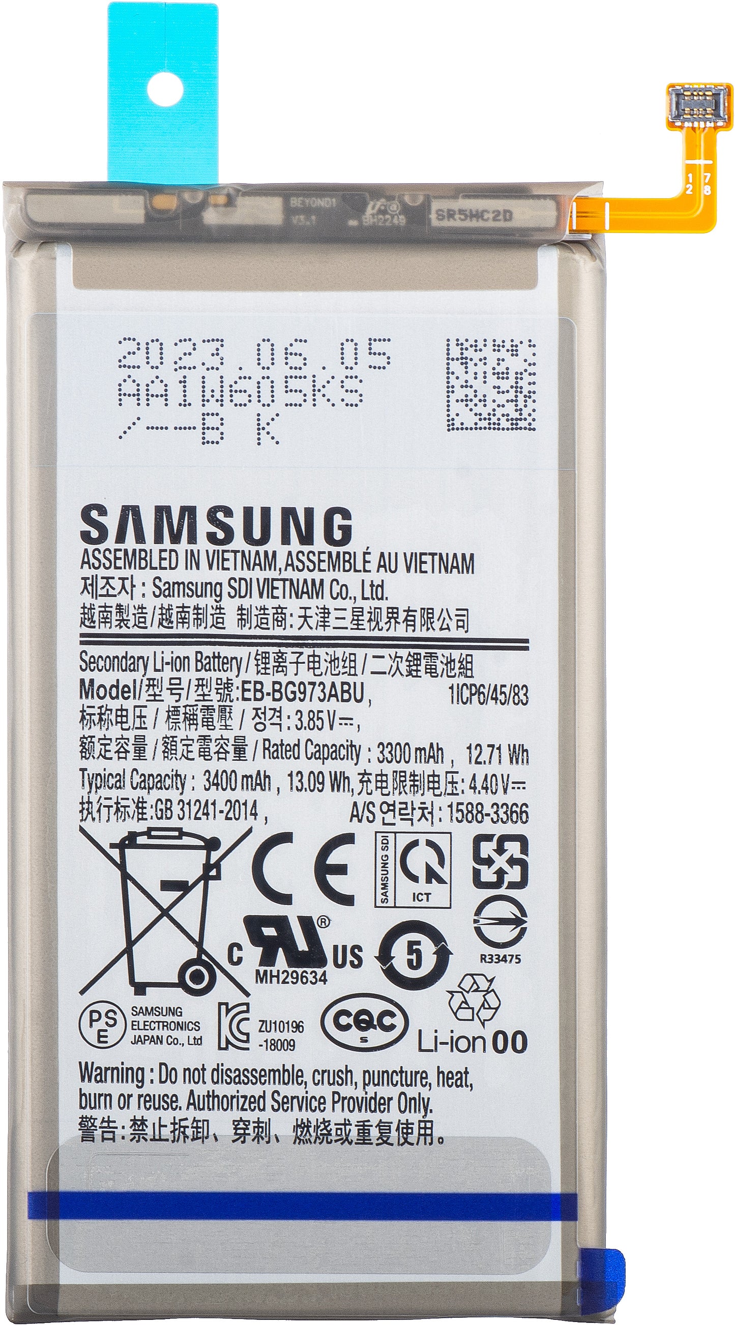Batteri Samsung Galaxy S10 G973, EB-BG973ABU, Service Pack GH82-18826A