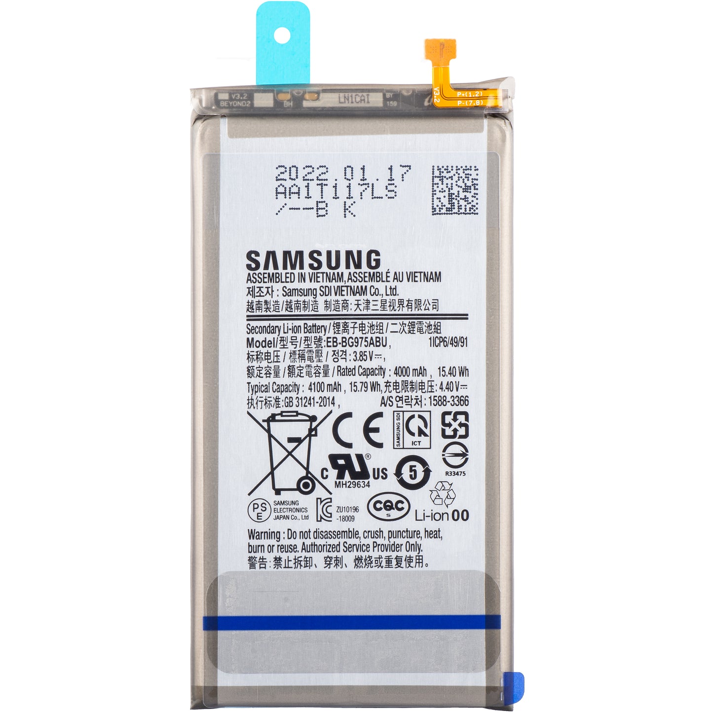 Batteri Samsung Galaxy S10+ G975, EB-BG975ABU, Service Pack GH82-18827A