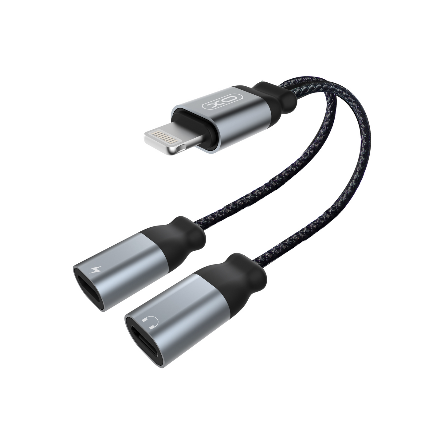 Audioadapter Lightning - 2 x Lightning XO Design NB-R160A, Grå