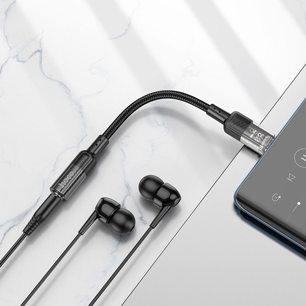 Audioadapter USB-C - 3.5mm HOCO LS37, Sort