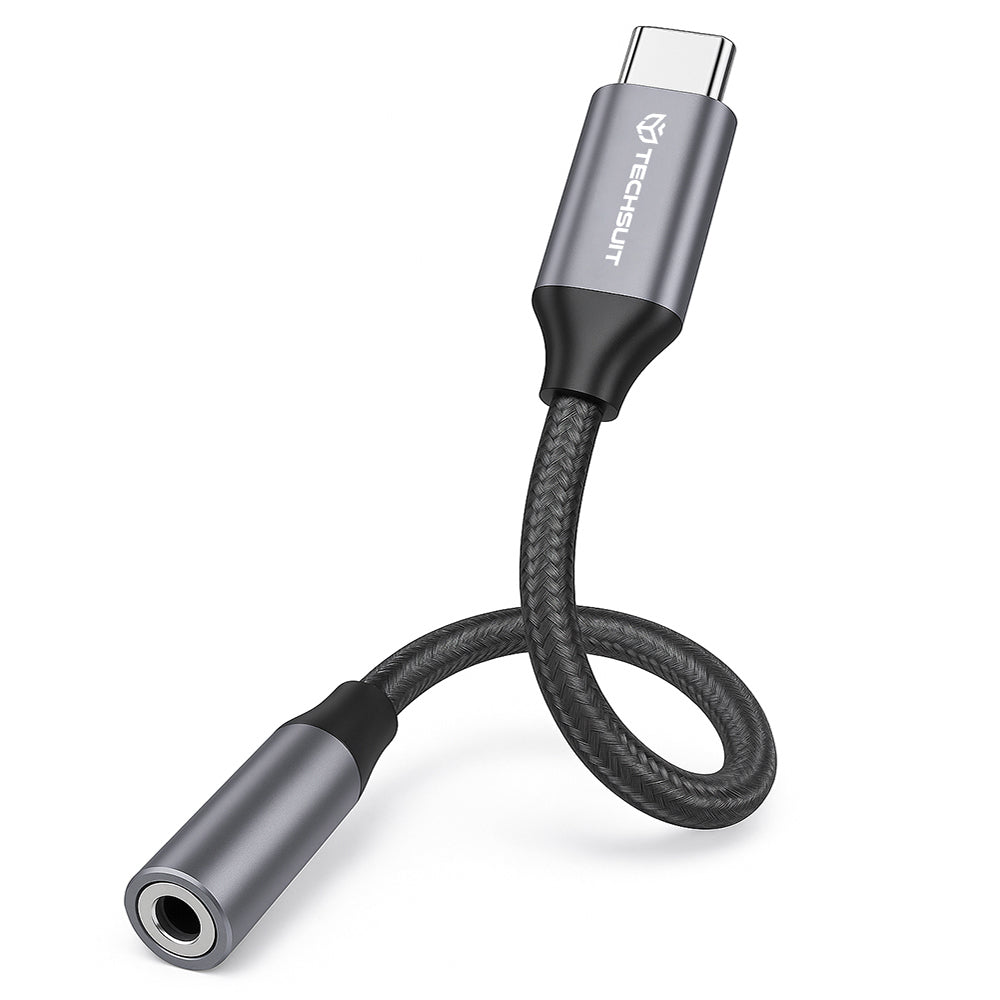 Audioadapter USB-C - 3,5 mm Techsuit AC12 FuseXound, Grå, Sæt med 2 stk.