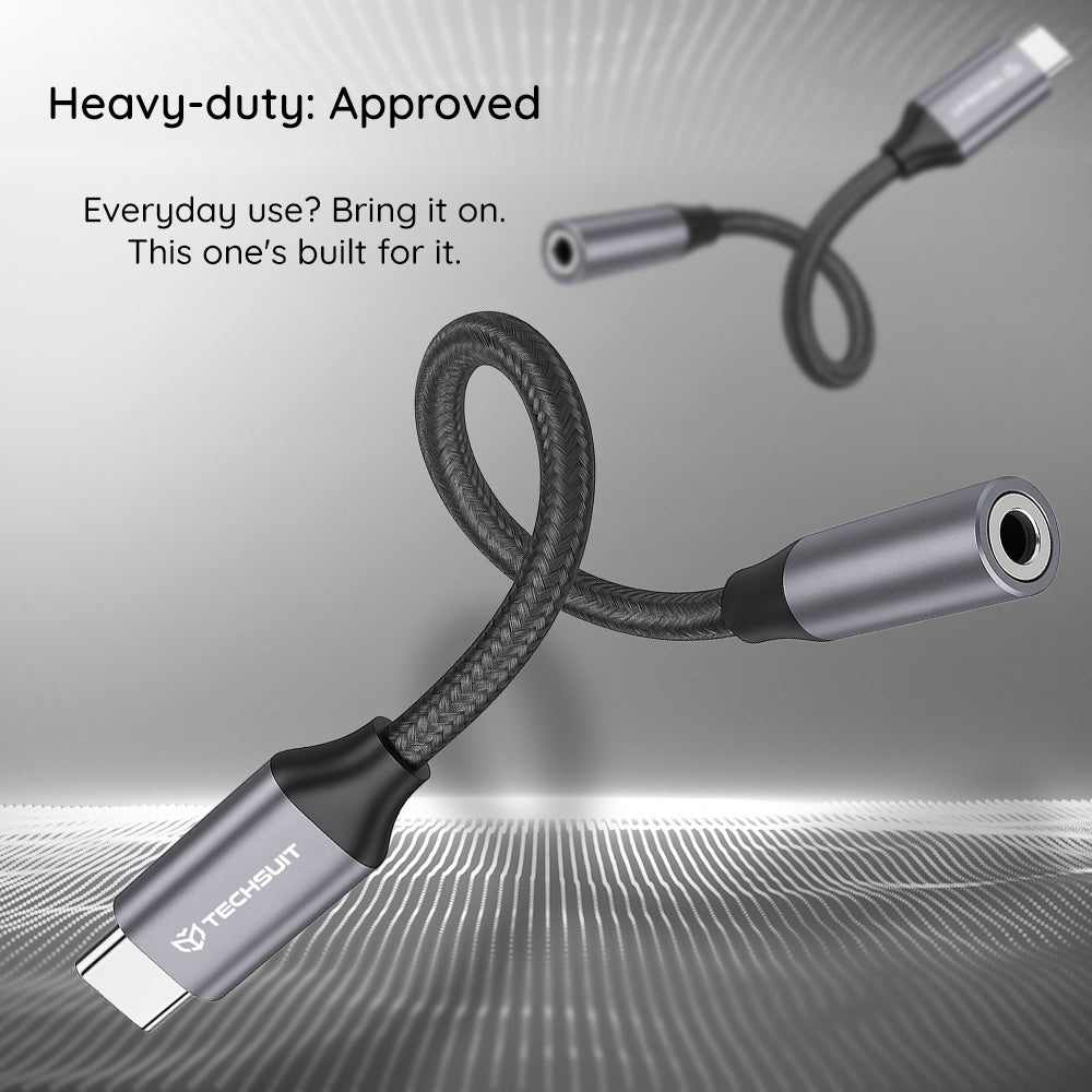 Audioadapter USB-C - 3,5 mm Techsuit AC12 FuseXound, Grå, Sæt med 2 stk.