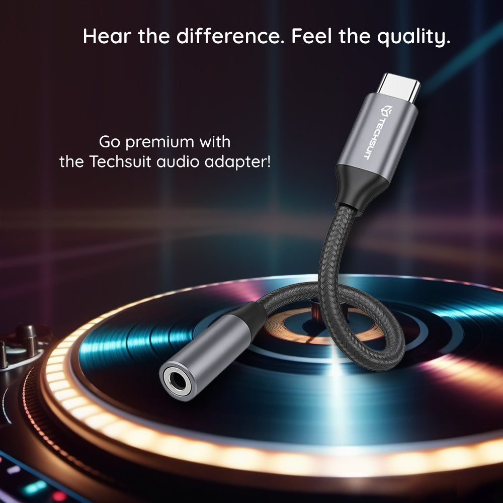 Audioadapter USB-C - 3,5 mm Techsuit AC12 FuseXound, Grå, Sæt med 2 stk.