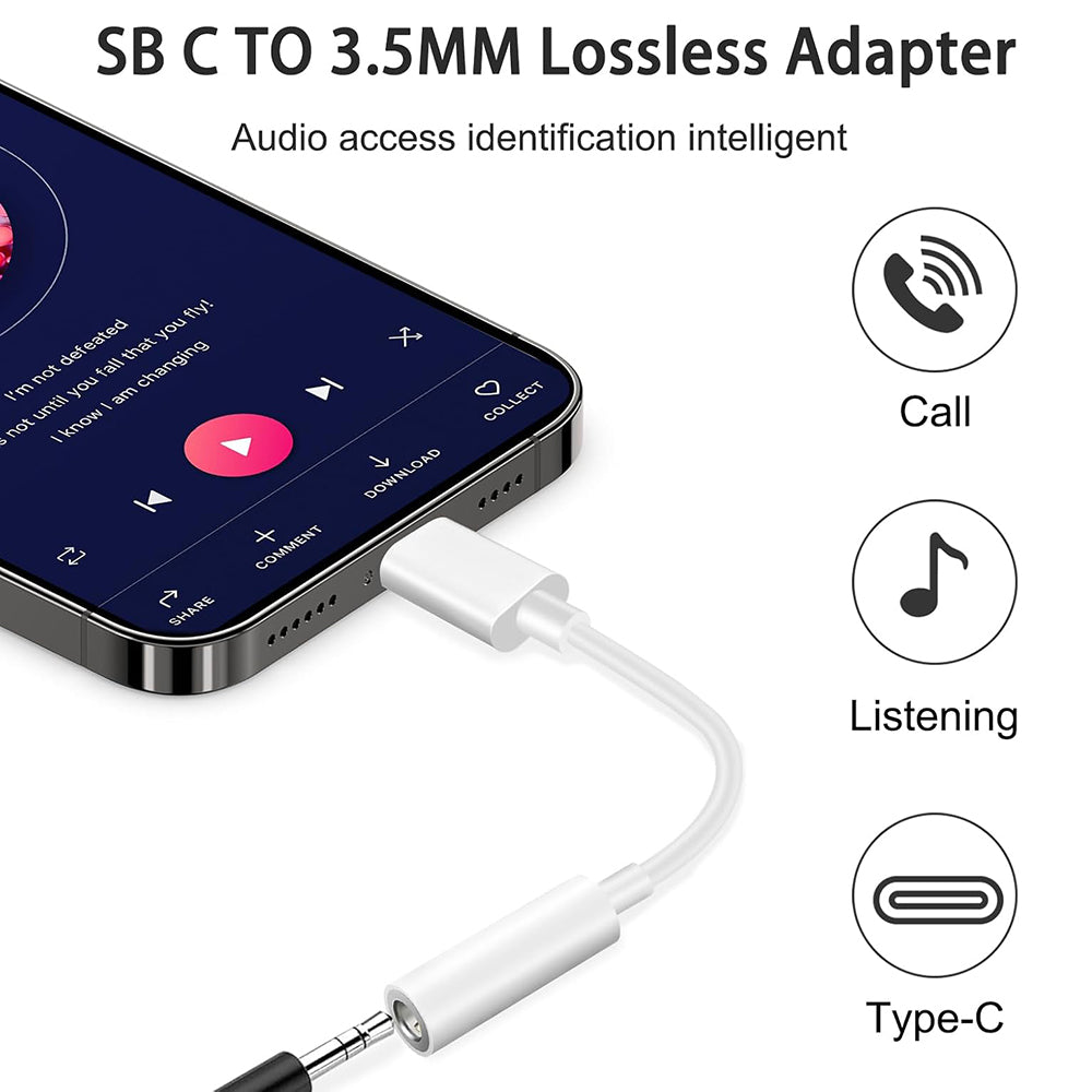 Audioadapter USB-C - 3,5 mm Techsuit AC18 MusicBox, Hvid, Sæt med 2 stk.
