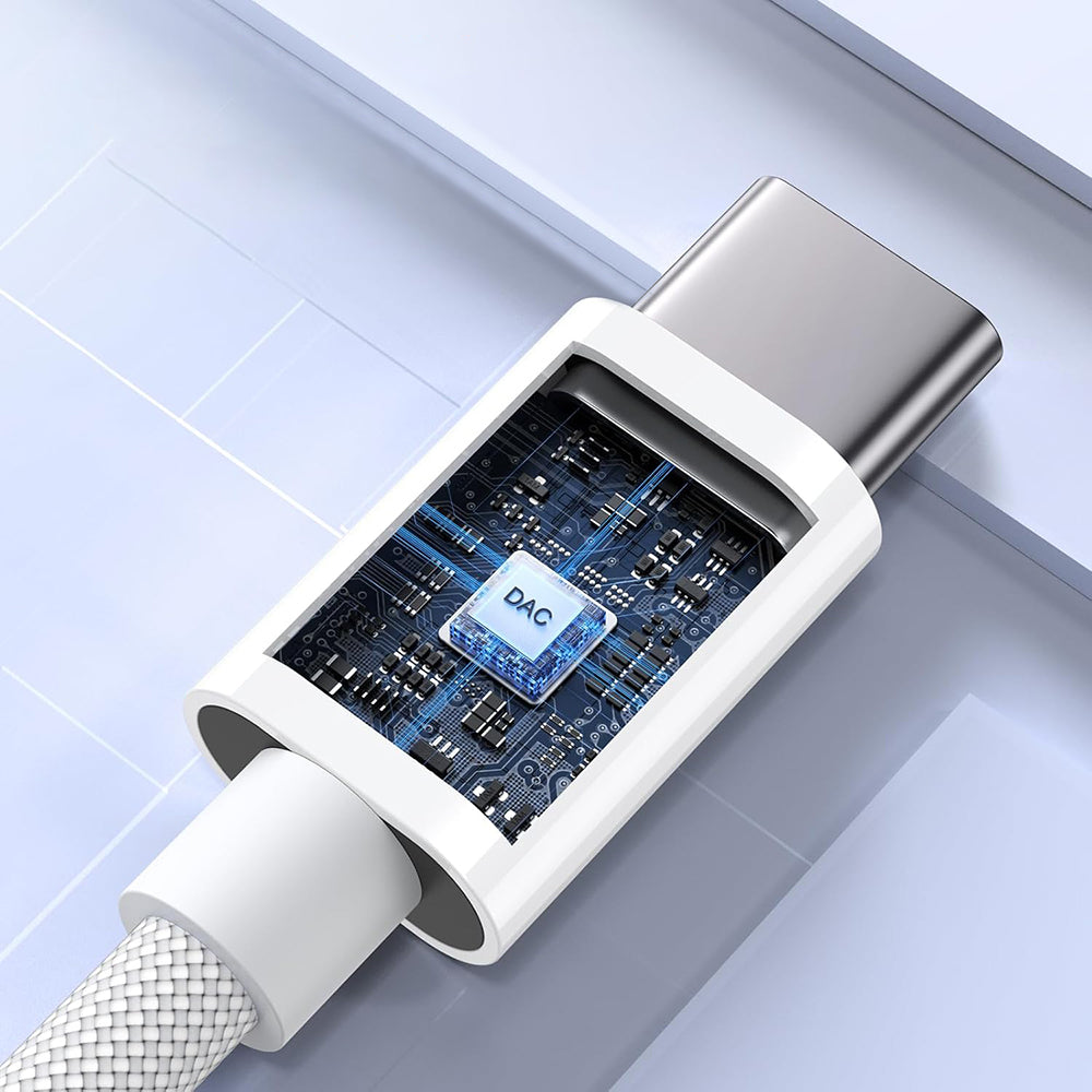 Audioadapter USB-C - 3,5 mm Techsuit AC18 MusicBox, Hvid, Sæt med 2 stk.