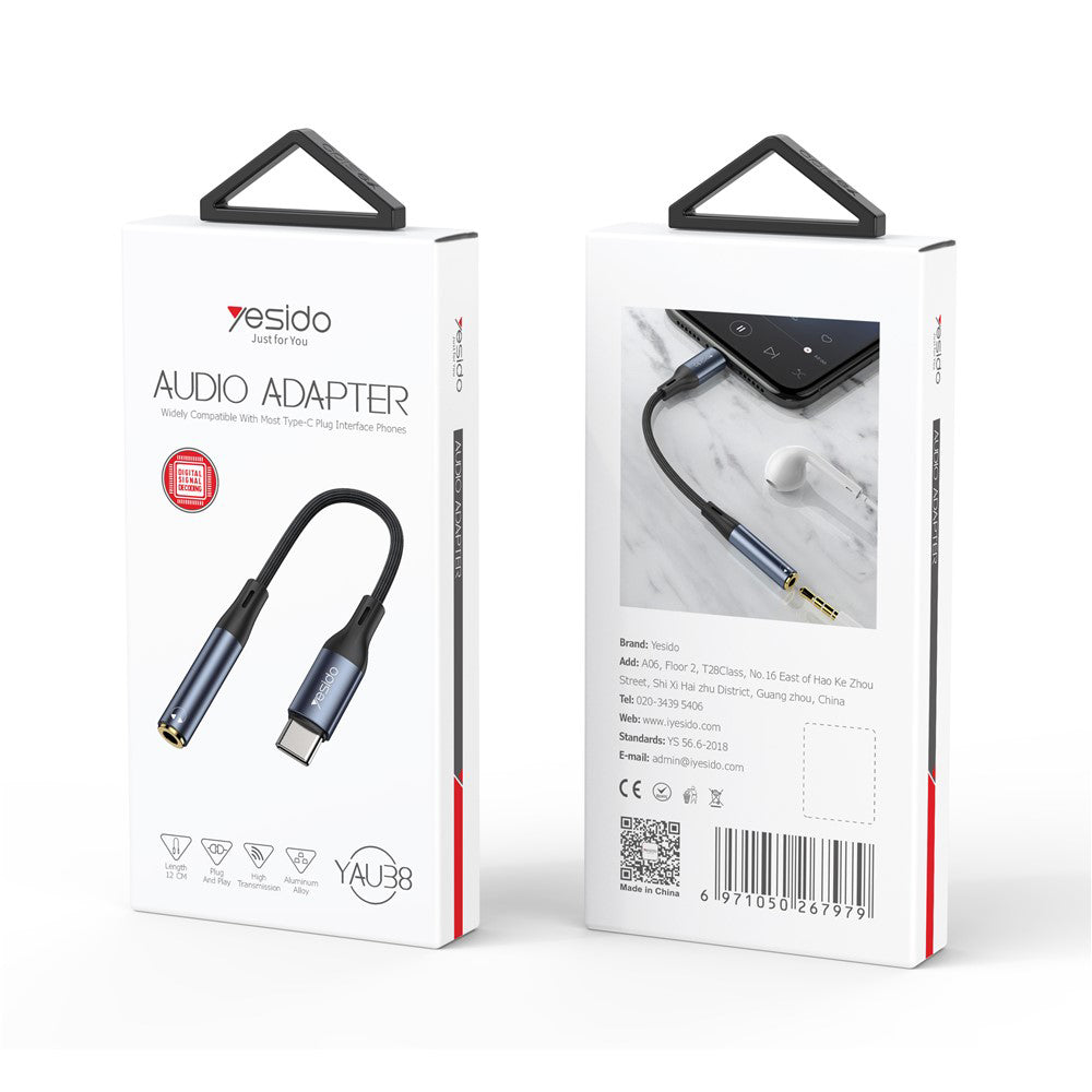 Audioadapter USB-C - 3.5mm Yesido YAU38, Sort