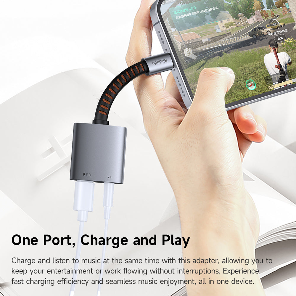 Audioadapter USB-C - USB-C / 3,5 mm McDodo CA-3120, Grå