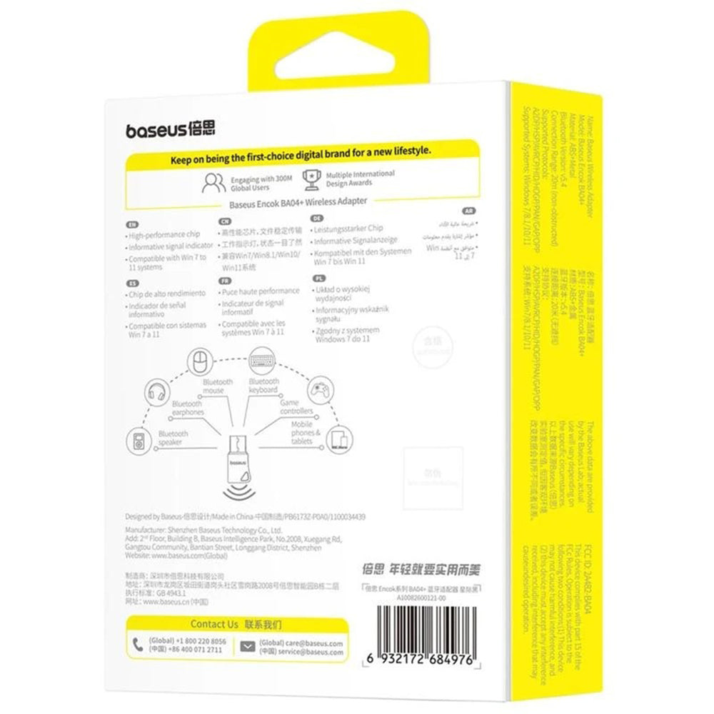 Bluetooth USB-adapter Baseus Encok BA04+, Sort A10082600121-00