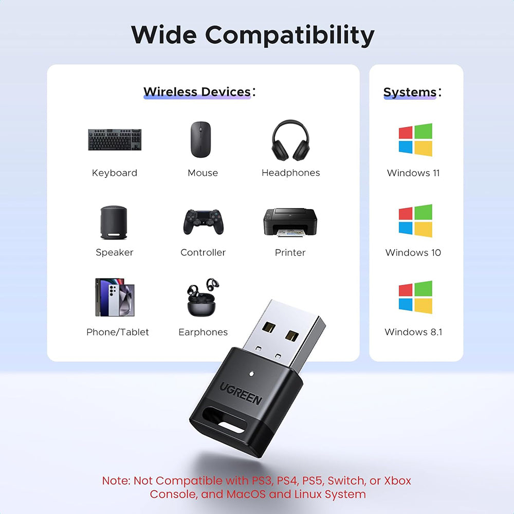 Bluetooth USB-adapter UGREEN CM748 (45134), Sort