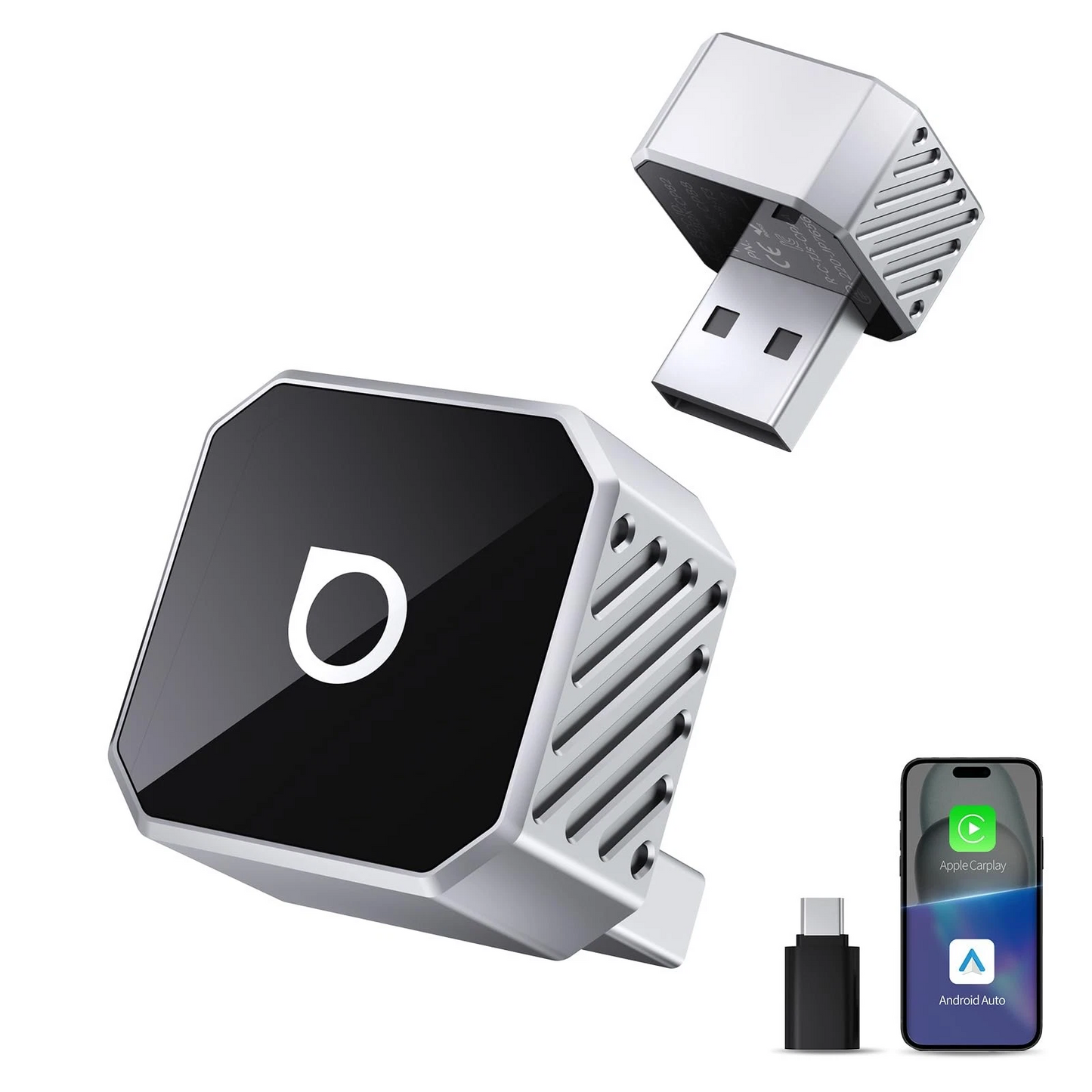 Trådløs Carplay / Android Auto-adapter Ottocast Mini Cube Style C til Apple iPhone / Android-serien CP88-T3