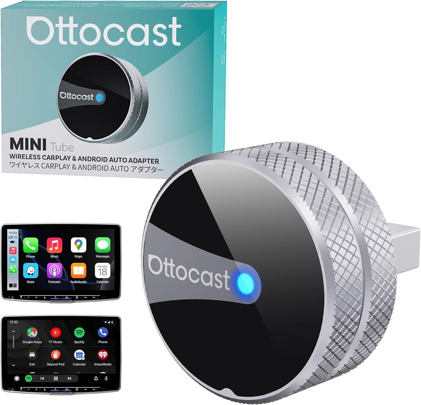 Trådløs Carplay / Android Auto-adapter Ottocast Mini Slim Tube til Apple iPhone / Android-serien CP88-T4