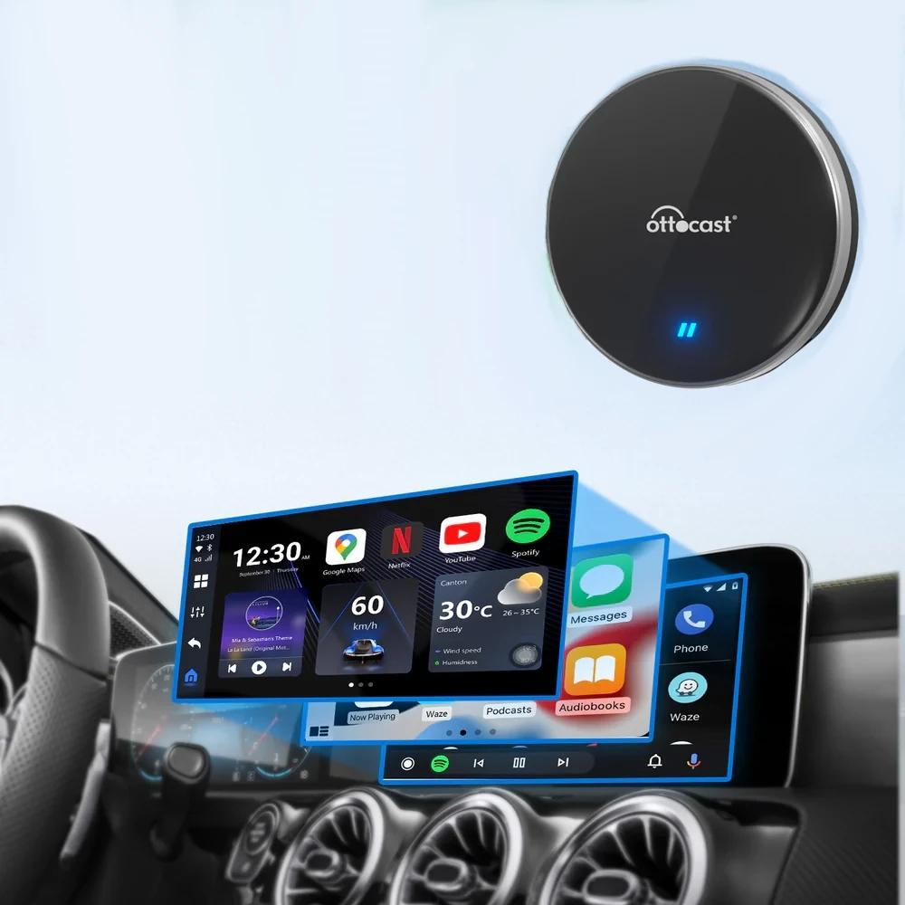 Carplay / Android Auto Wireless Ottocast OttoAibox P3 Lite adapter til Apple iPhone / Android-serien