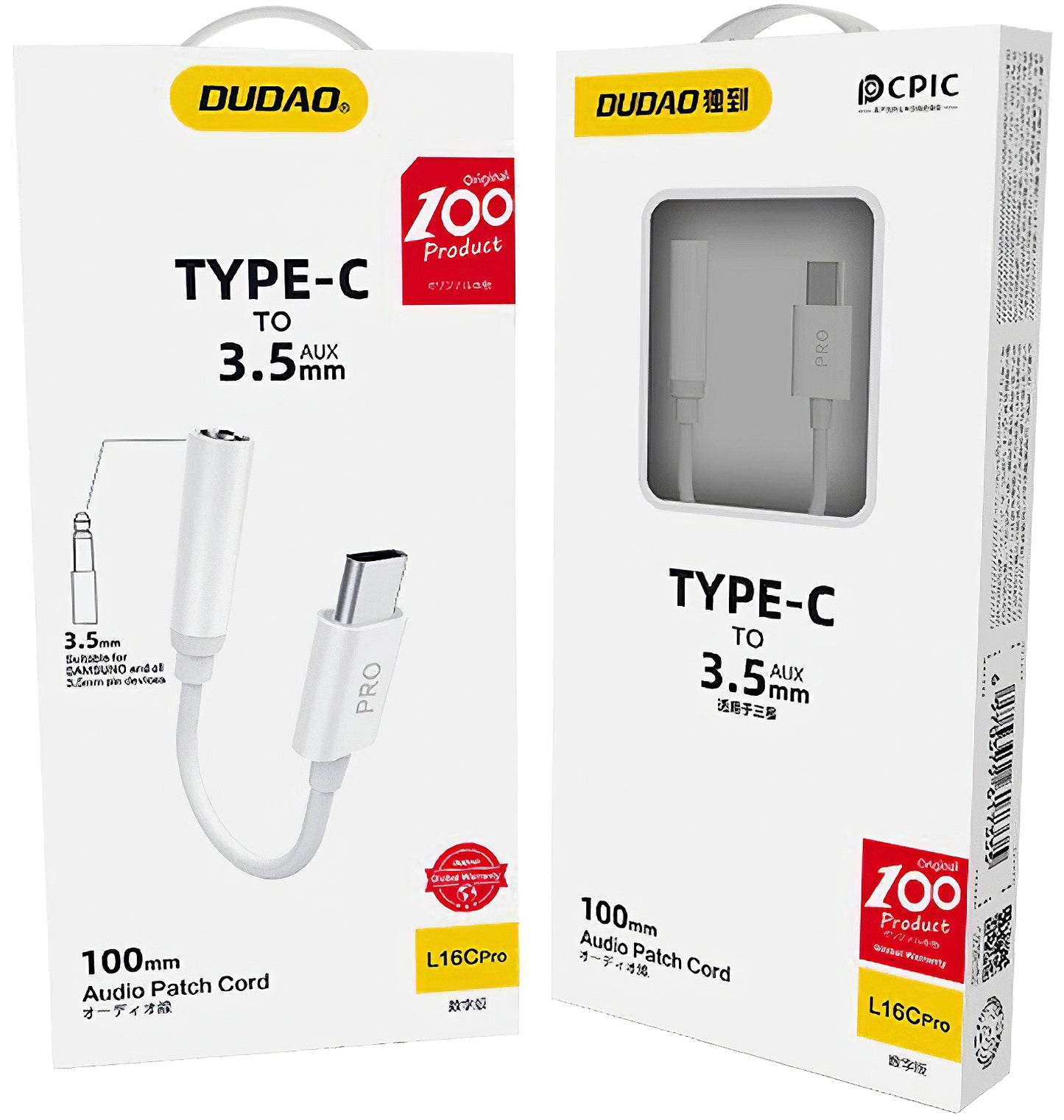 Audioadapter USB-C - 3,5 mm Dudao L16CPro, Hvid