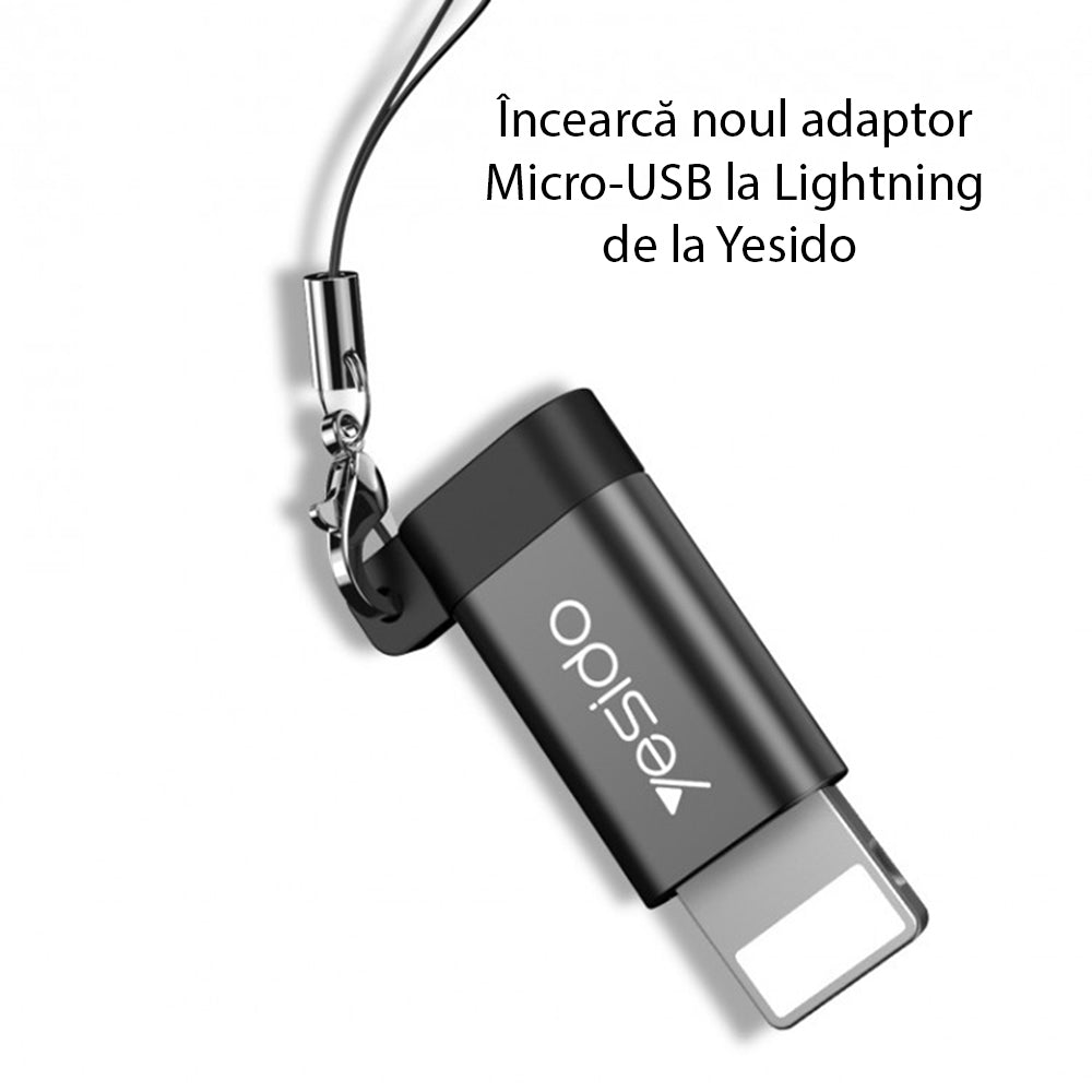 Adapter til data og opladning microUSB - Lightning Yesido GS05, Sort