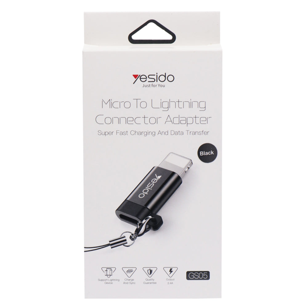 Adapter til data og opladning microUSB - Lightning Yesido GS05, Sort
