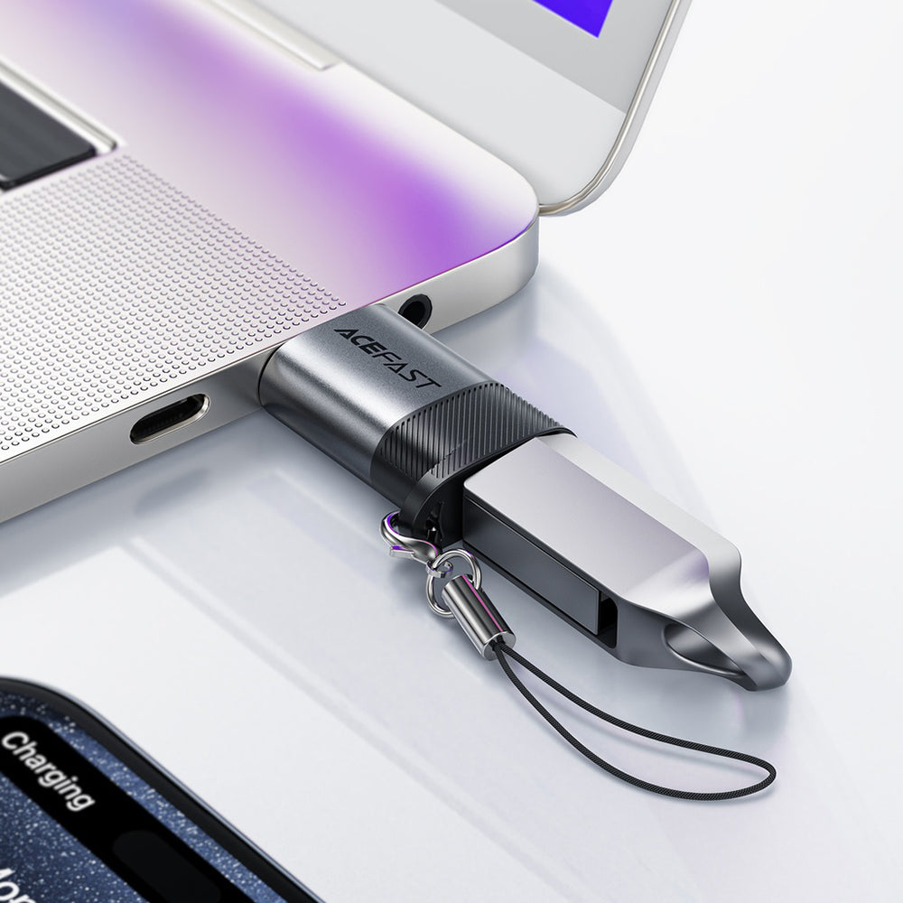 USB-C - USB-A Acefast J8 Data- og Opladningsadapter, Grå