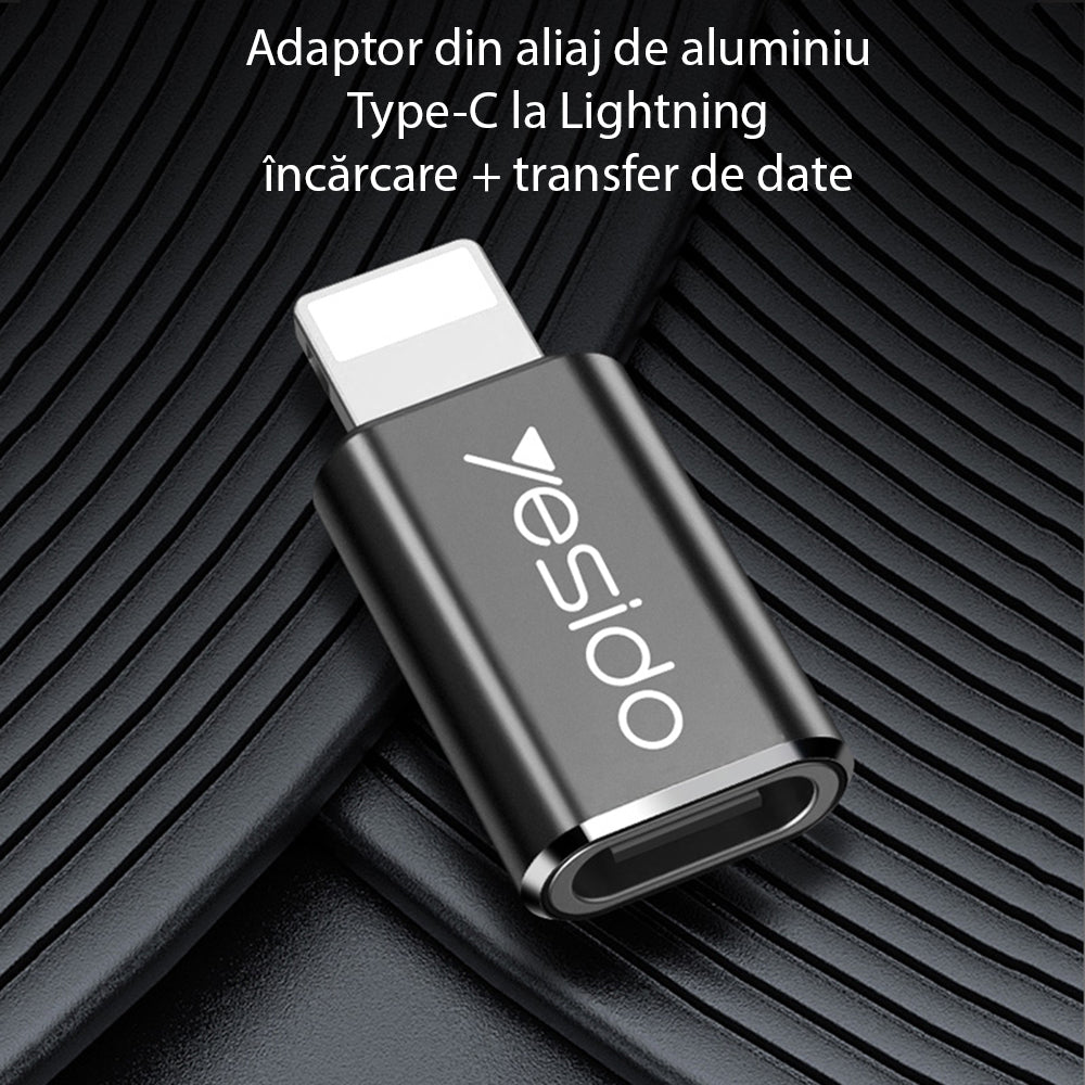 USB-C - Lightning Data og Opladningsadapter Yesido GS03, Sort