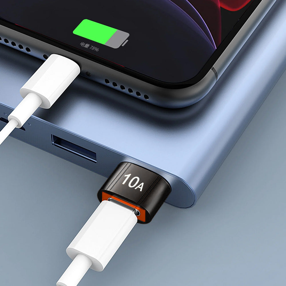 USB-C to USB-A Data and Charging Adapter Techsuit A7 HyperPort, Black Orange