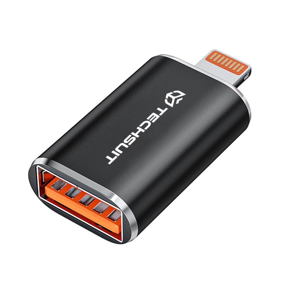 OTG Lightning Adapter - USB-A Techsuit A6 HyperPort, Sort Orange
