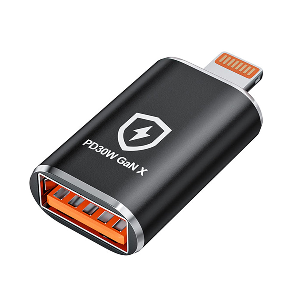 OTG Lightning Adapter - USB-A Techsuit A6 HyperPort, Sort Orange