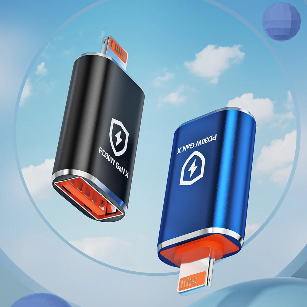OTG Lightning Adapter - USB-A Techsuit A6 HyperPort, Sort Orange
