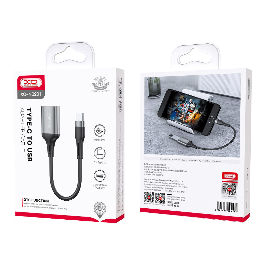 OTG Adapter USB-C - USB-A XO Design NB201, Sort