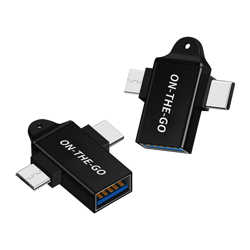 OTG Adapter microUSB / USB-C - USB-A Techsuit A15 AluCoreX, Sort