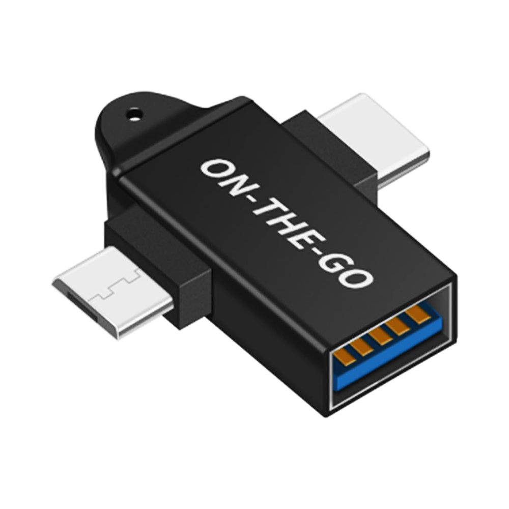 OTG Adapter microUSB / USB-C - USB-A Techsuit A15 AluCoreX, Sort