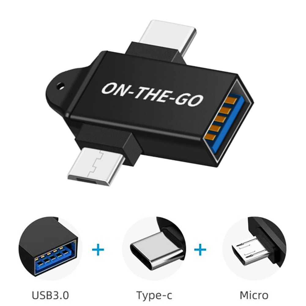 OTG Adapter microUSB / USB-C - USB-A Techsuit A15 AluCoreX, Sort