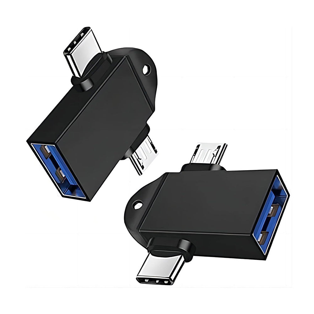 OTG Adapter microUSB / USB-C - USB-A Techsuit A15 AluCoreX, Sort