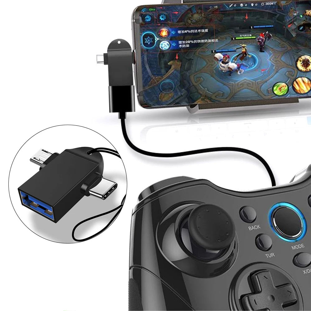 OTG Adapter microUSB / USB-C - USB-A Techsuit A15 AluCoreX, Sort
