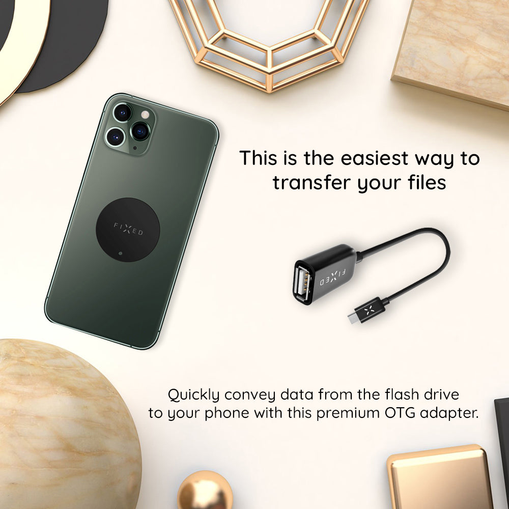 OTG USB-C - USB-A Fixed adapter, Sort
