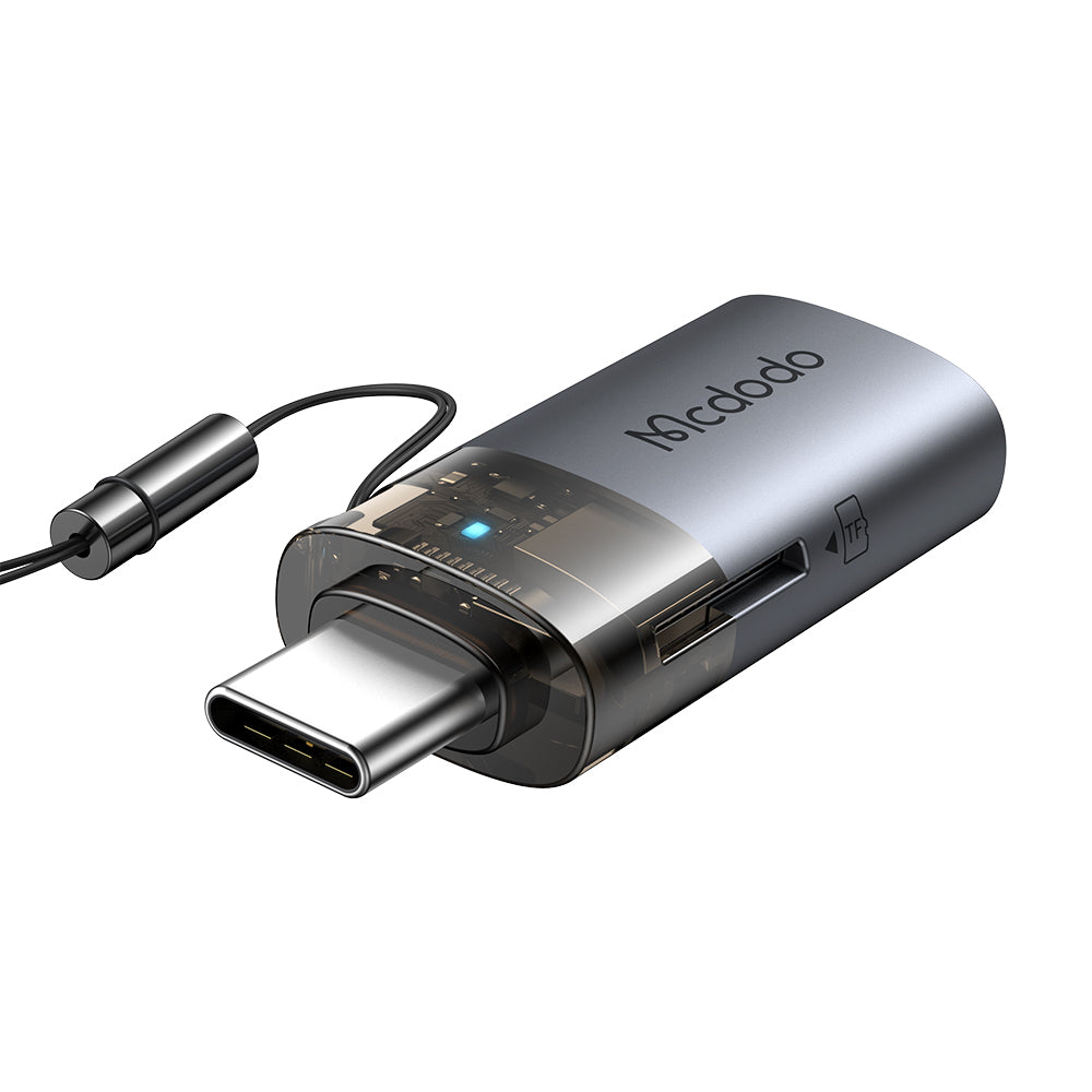 Kortlæser USB-C McDodo OT-7600, USB-A (OTG) - microSD, Sort