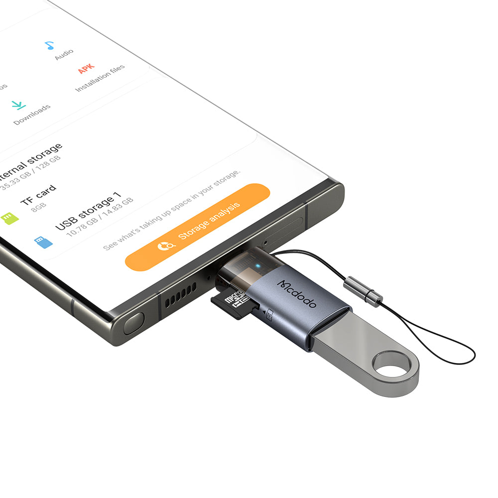 Kortlæser USB-C McDodo OT-7600, USB-A (OTG) - microSD, Sort
