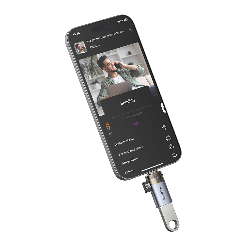 Kortlæser USB-C McDodo OT-7600, USB-A (OTG) - microSD, Sort