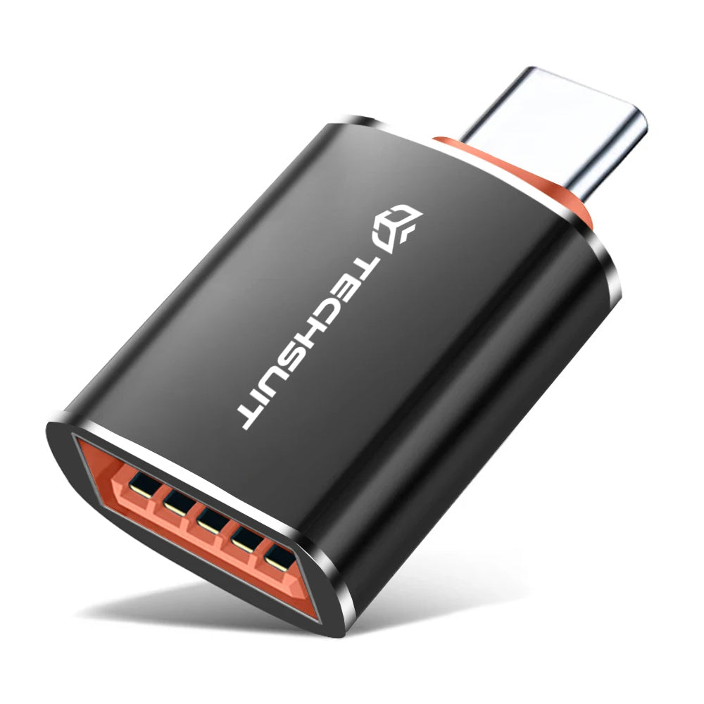 OTG Adapter USB-C - USB-A Techsuit A2 HyperPort, Sort Orange