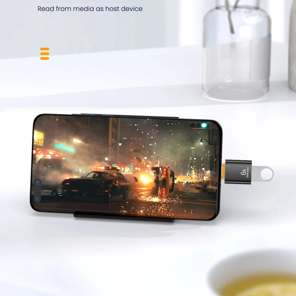OTG Adapter USB-C - USB-A Techsuit A2 HyperPort, Sort Orange