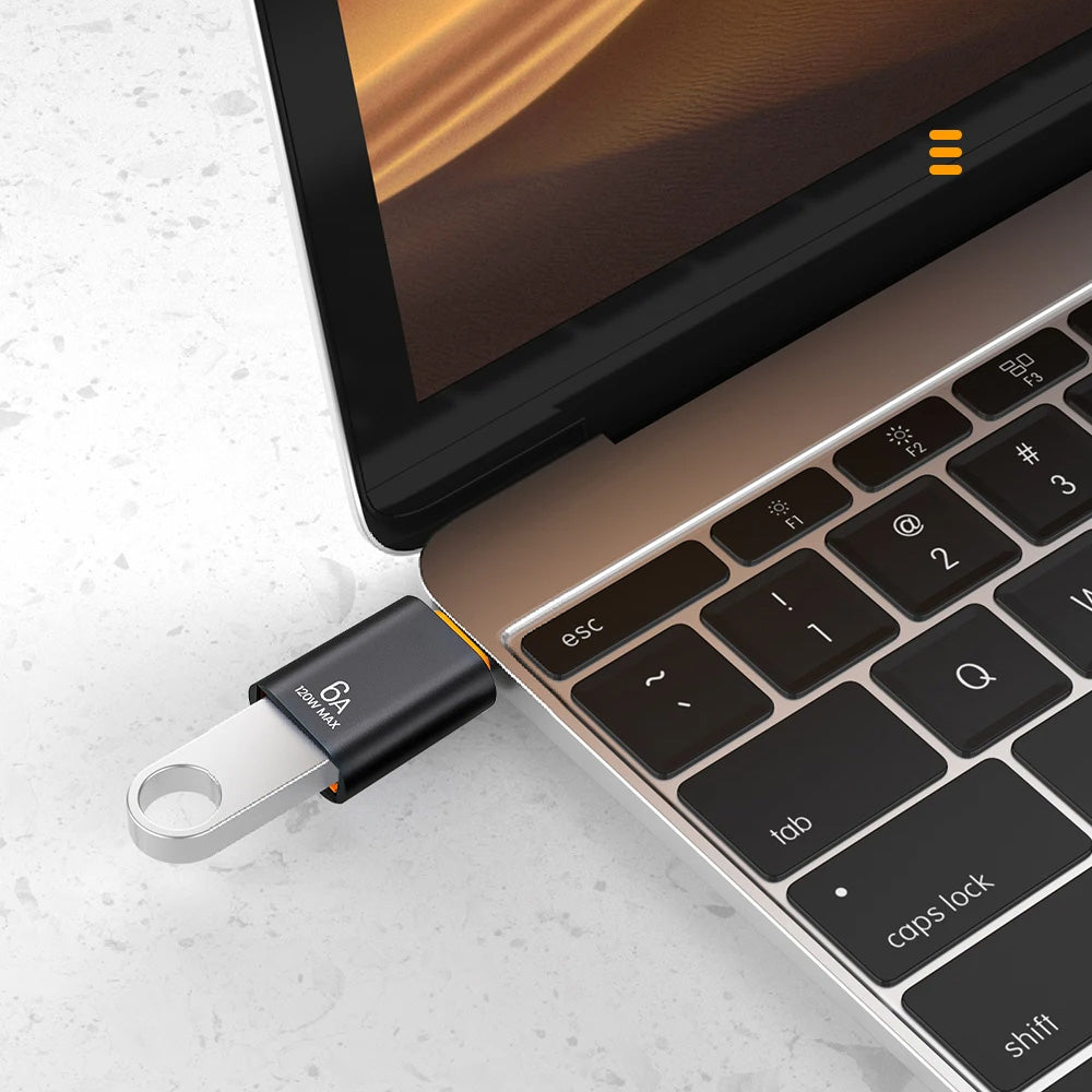 OTG Adapter USB-C - USB-A Techsuit A2 HyperPort, Sort Orange