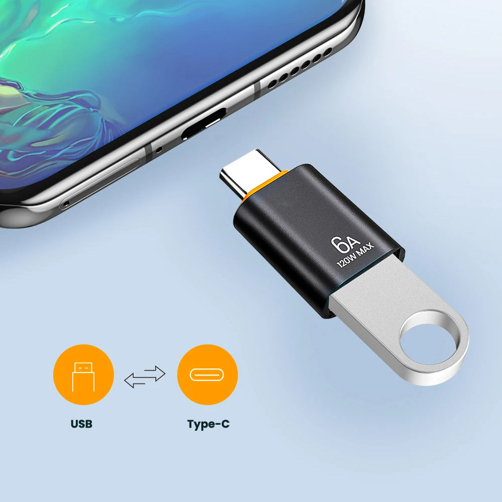 OTG Adapter USB-C - USB-A Techsuit A2 HyperPort, Sort Orange