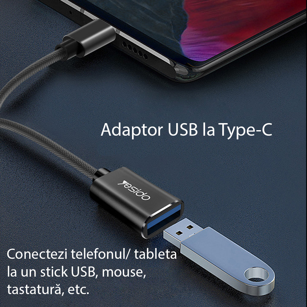 OTG Adapter USB-C - USB-A Yesido GS01, Sort