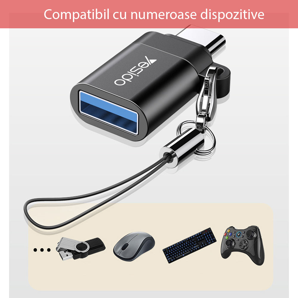 OTG Adapter USB-C - USB-A Yesido GS06, Sort