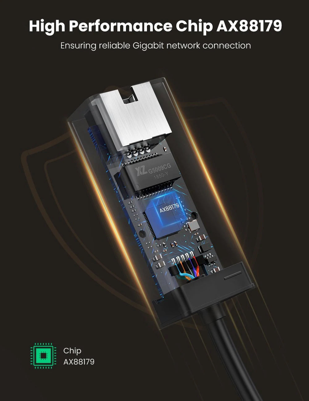 Netværkskort UGREEN CR111, RJ45, USB 3.0, Sort