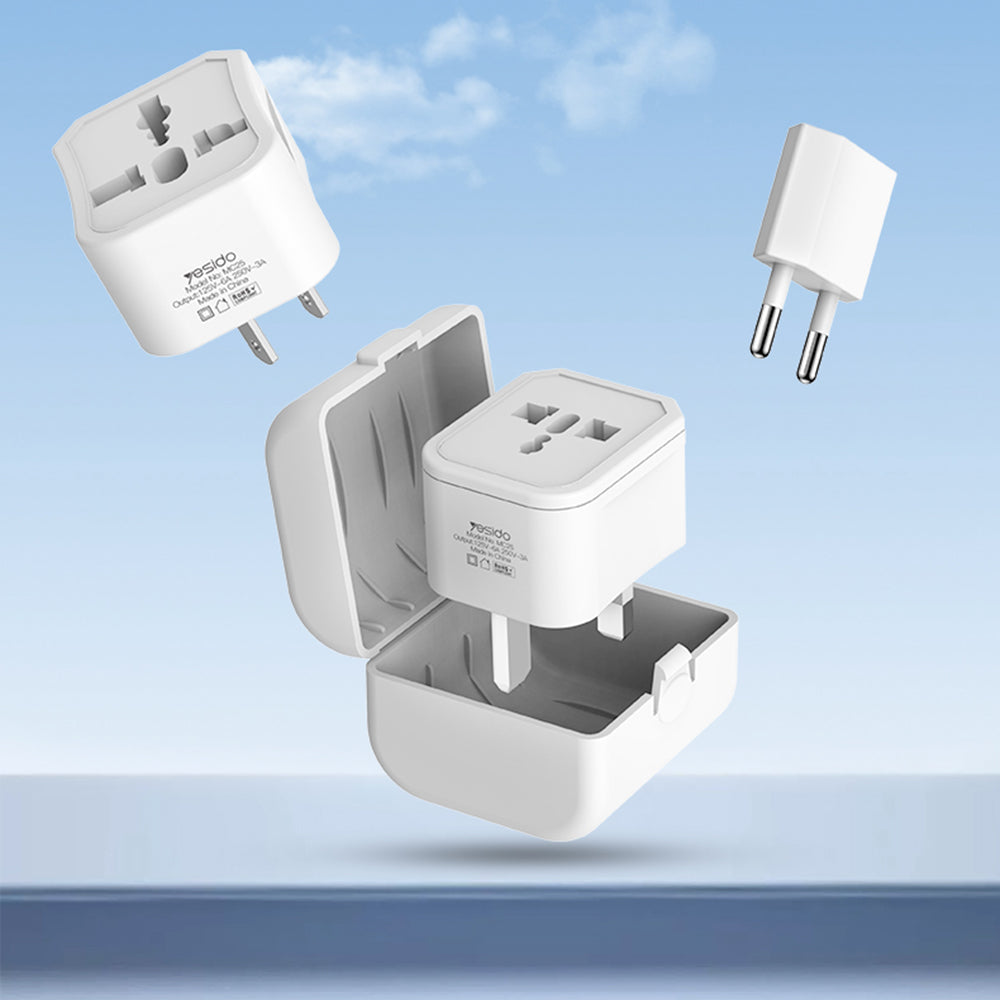 Netværksadapter Yesido MC25 Travel CN/ US / EU / UK, Hvid