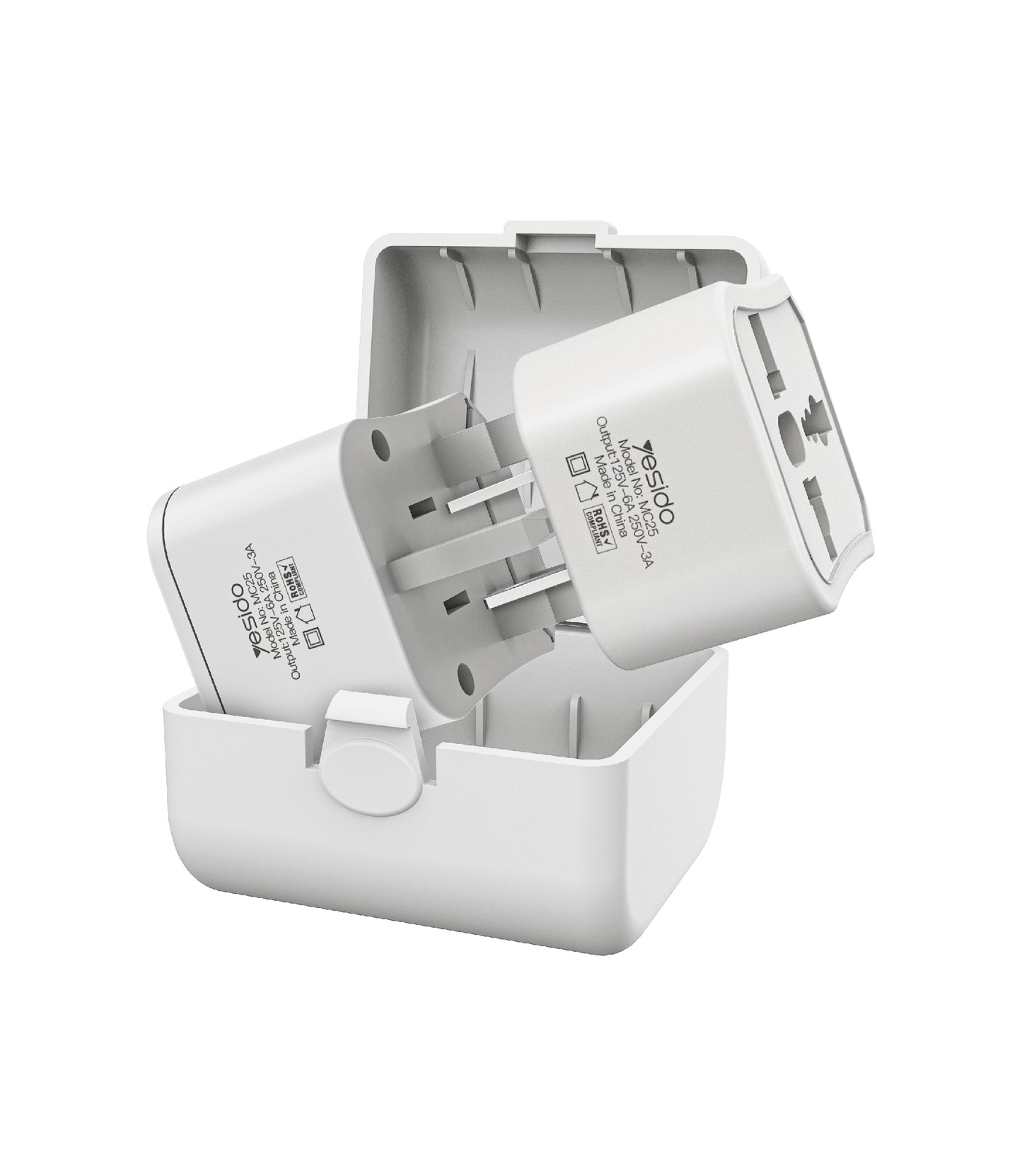 Netværksadapter Yesido MC25 Travel CN/ US / EU / UK, Hvid