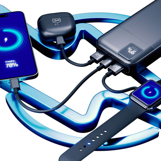 3MK PowerHouse Eksternt batteri, 20000mAh, 22,5W, QC + PD, 1 x USB-A - 1 x USB-C, Sort