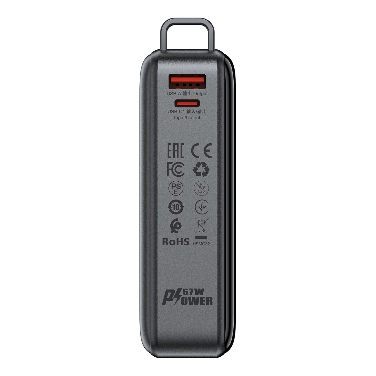 Ekstern batteri Acefast M4, 20000mAh, 67W, PD, 1 x USB-A - 2 x USB-C, Sort