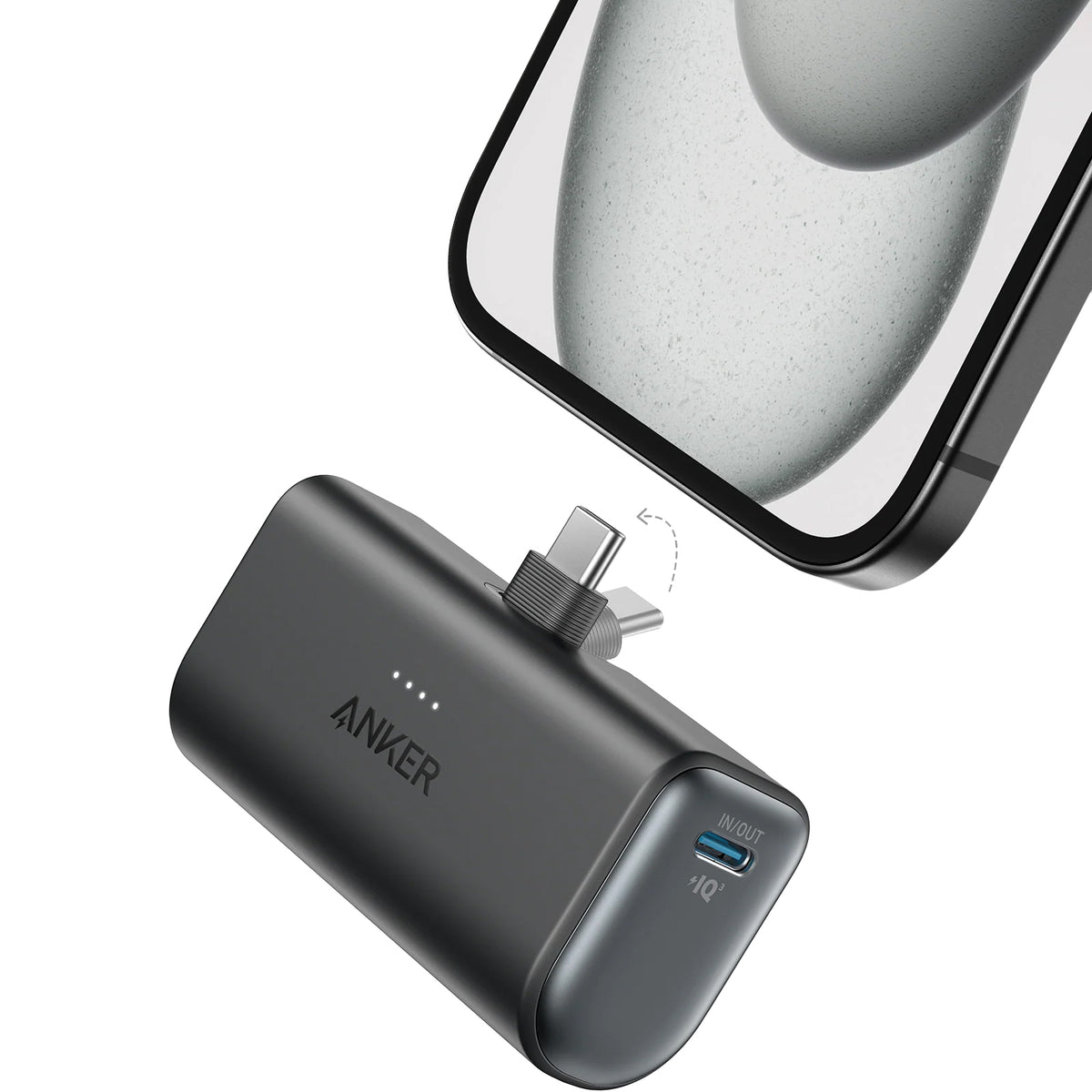Ekstern Batteri Anker Nano, 5000mAh, 22.5W, PD, 2 x USB-C, Sort A1653H11